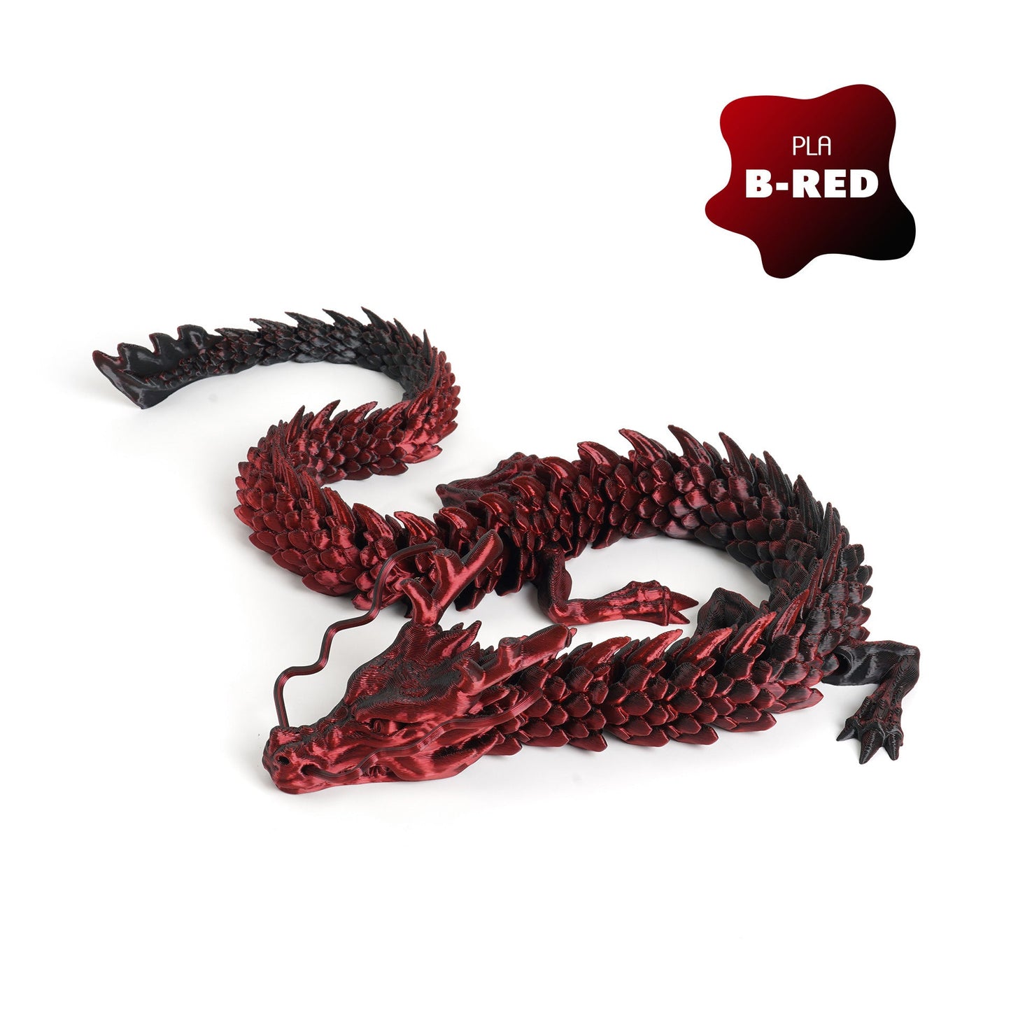 3D Printed Dragon Figurine Articulated Model Toy Red