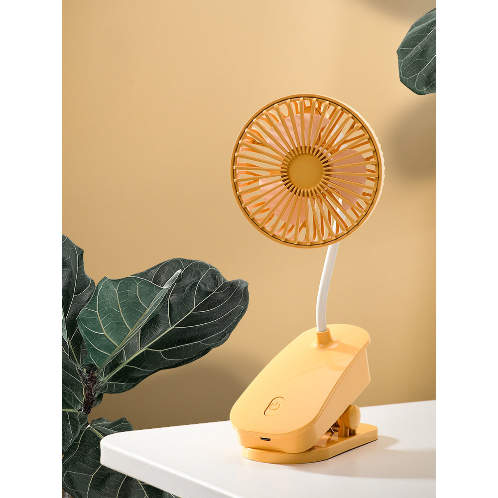 Portable Rechargeable Table Clip Fan Yellow