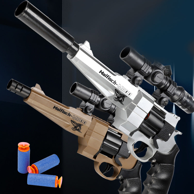 Soft Bullet Revolver Toy Gun, Shooting Target Battle, simulates Real Manual Loading, Foam Bullet