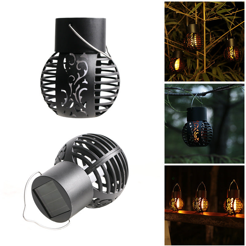 4 Pack 6-LED Solar Flame Lanterns Vibrant Flickering Outdoor Hanging Lights for Garden, Lawn, Patio, Pathway Decor