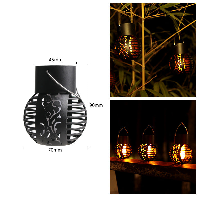 4 Pack 6-LED Solar Flame Lanterns Vibrant Flickering Outdoor Hanging Lights for Garden, Lawn, Patio, Pathway Decor