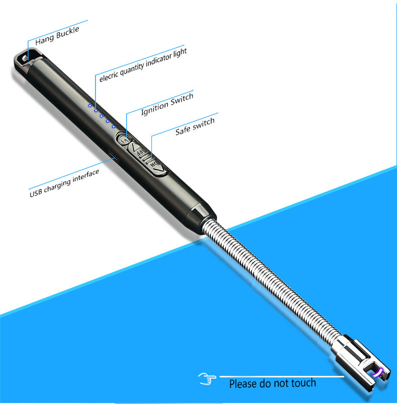 Electric Flameless Candle BBQ Lighter - Black and Sliver
