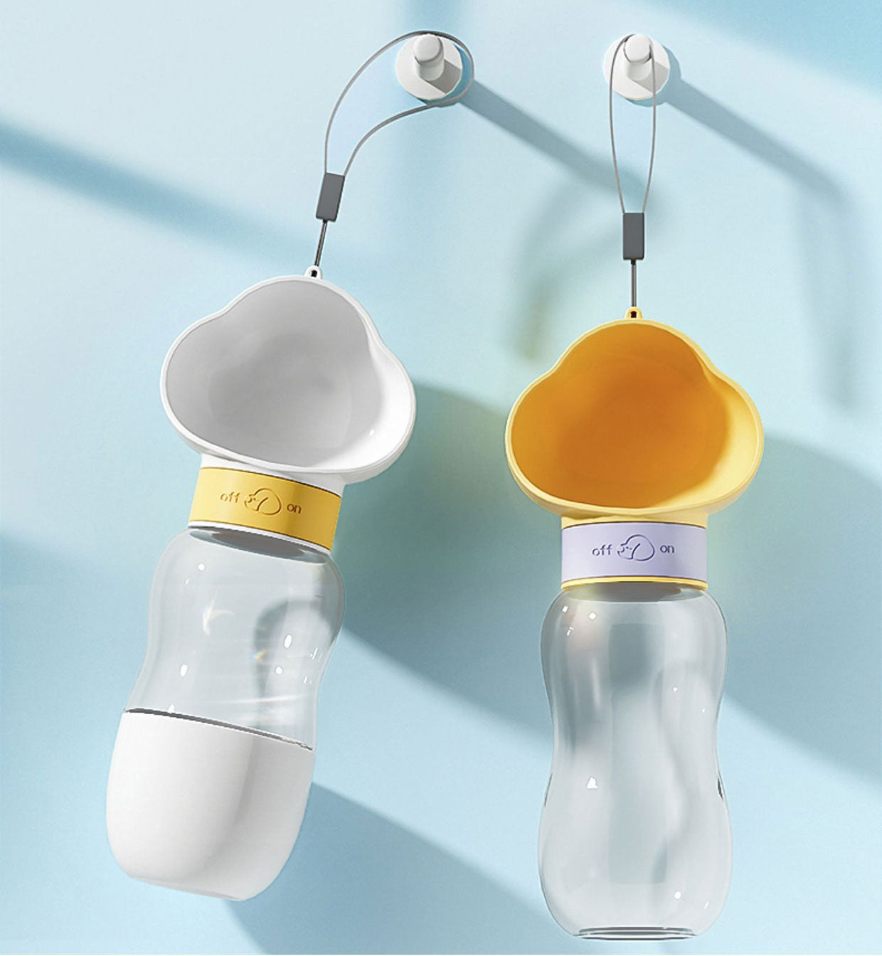 Pet travel water food feeder yellow