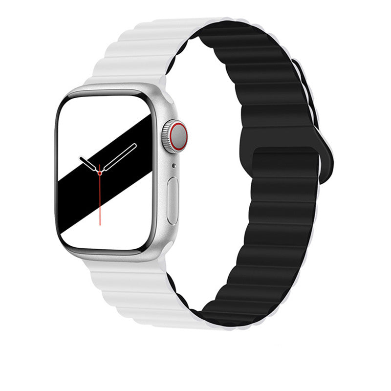 Magnetic Silicone Apple Watch Band White Black 42mm/44mm/45mm