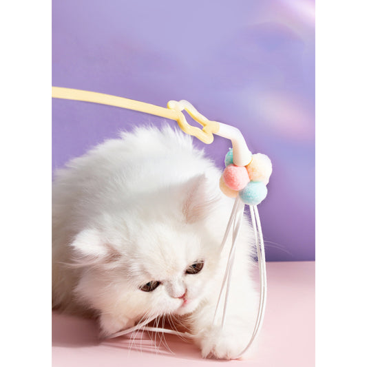 Pet Wand Toy Cartoon Type Cat Teaser Stick Pet 3 in 1 Cat Teaser Purple