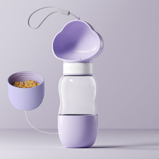 Pet travel water food feeder purple