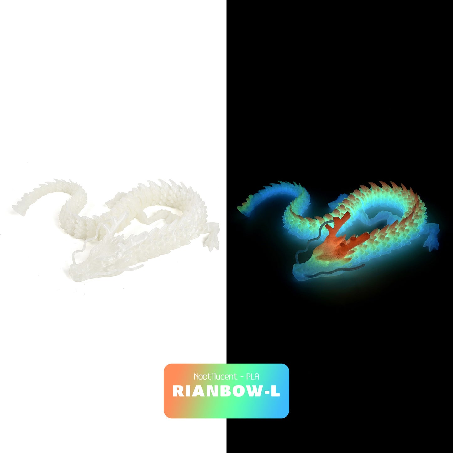 3D Printed Dragon Figurine Articulated Model Toy Luminous