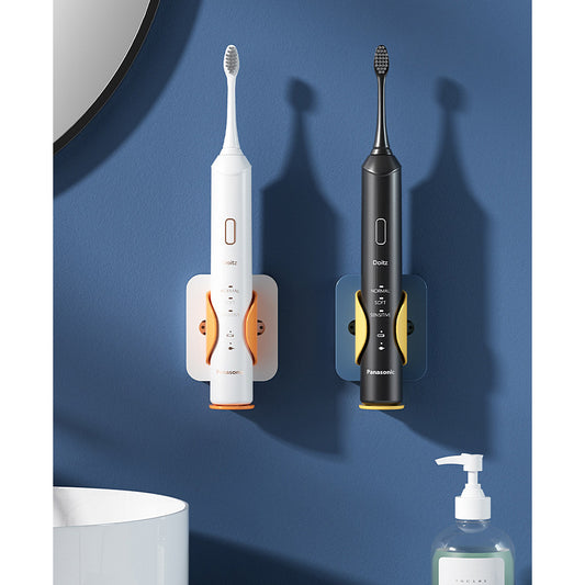 2 Pack Electric Toothbrush Hanger Punch-Free Wall-Mounted Toothbrush Rack White Orange