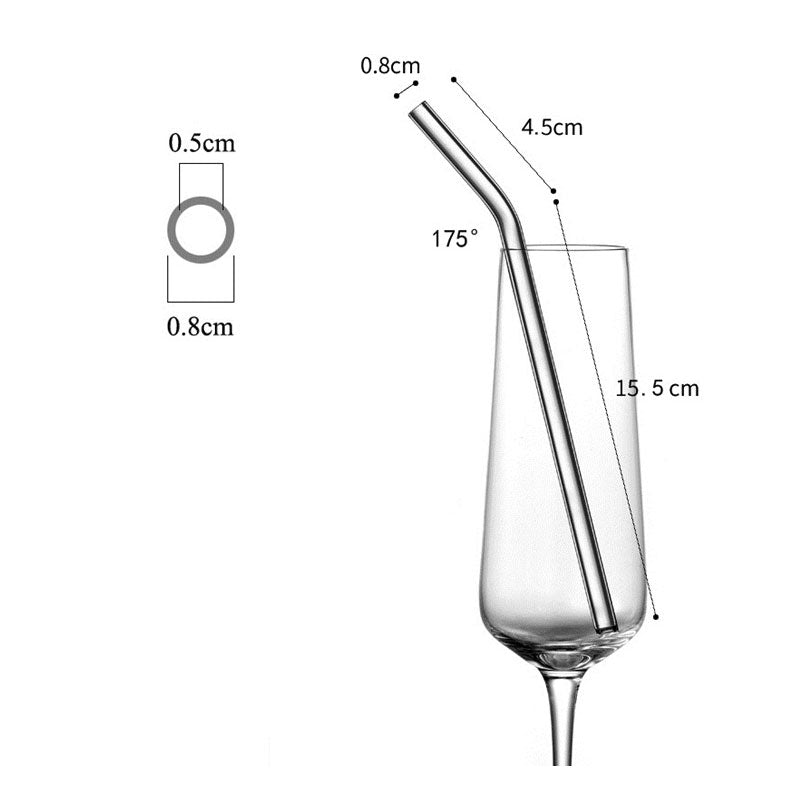 8 Pcs Reusable Glass Drinking Straws Set with Cleaning Brush