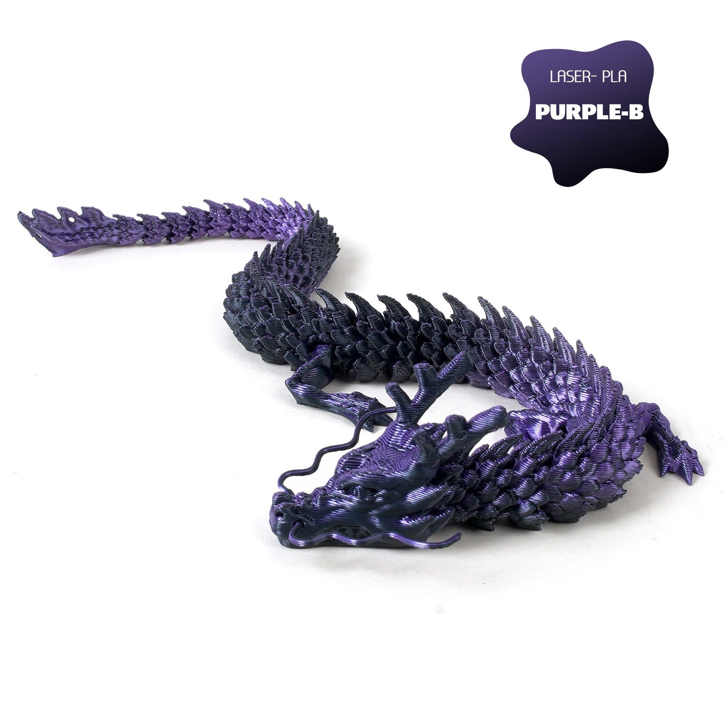 3D Printed Dragon Figurine Articulated Model Toy Puple Black