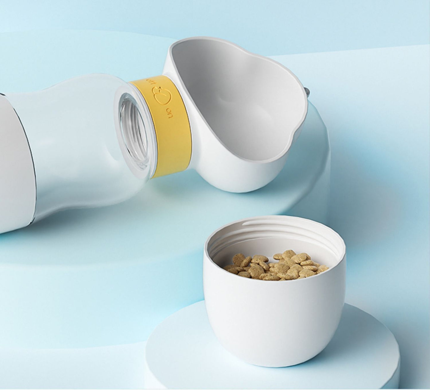 Pet travel water food feeder yellow