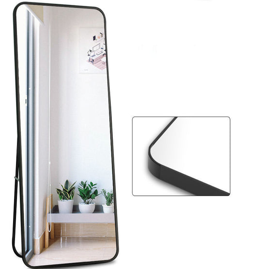 Full Body Mirror Full Length 165 cm Aluminum Frame Modern Round Corner Wall Mirrors Floor Mirror