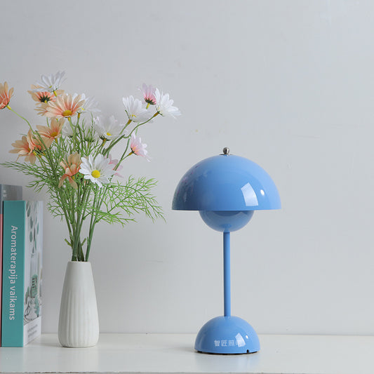 Rechargeable Desk Lamp Nordic Minimalist Mushroom Lamp Retro Blue