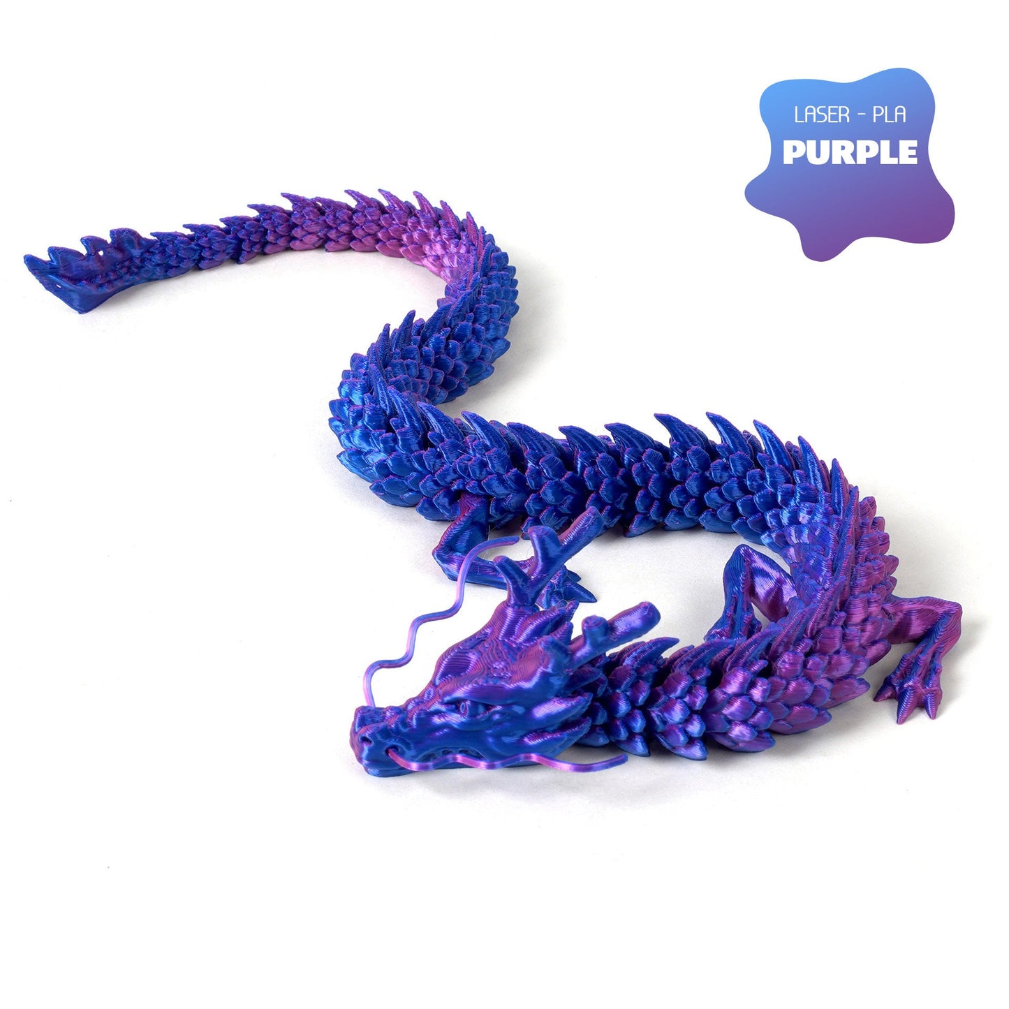 3D Printed Dragon Figurine Articulated Model Toy Purple