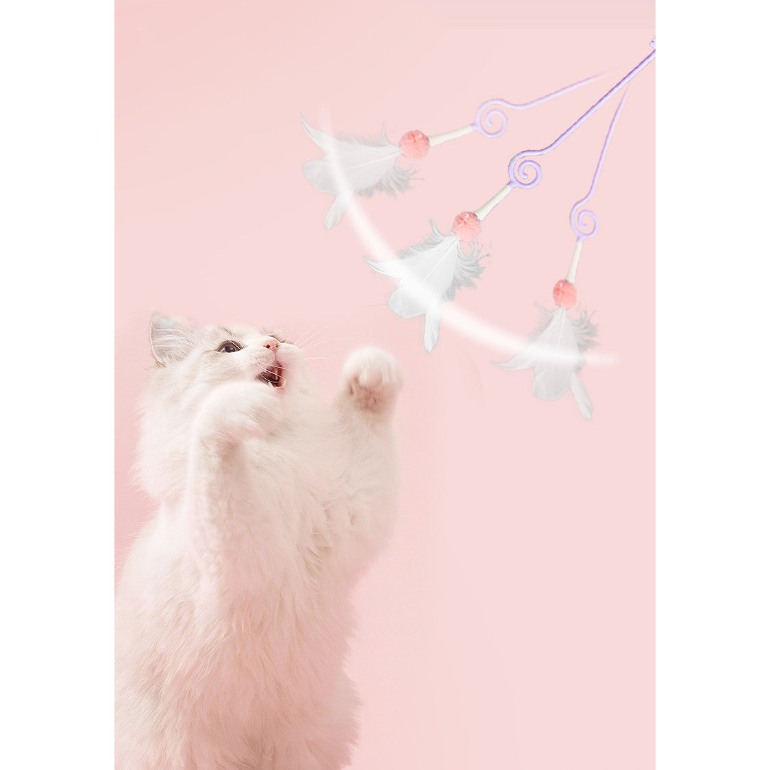 Pet Wand Toy Cartoon Type Cat Teaser Stick Pet 3 in 1 Cat Teaser Purple