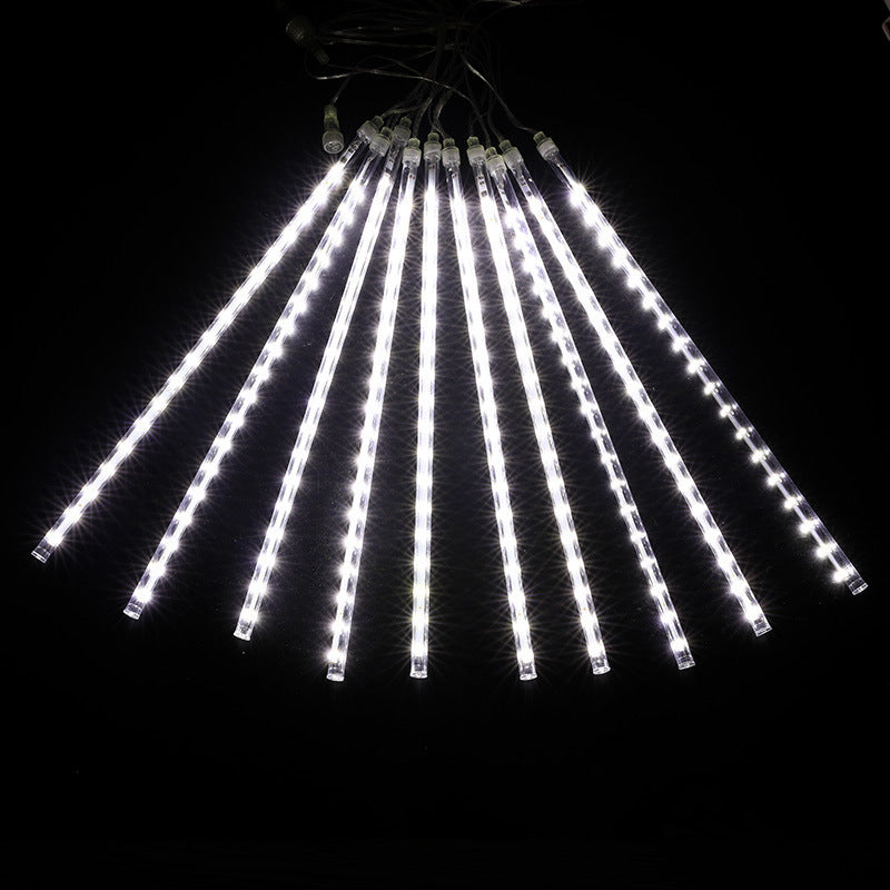 288 LED 8 Tubes Solar Meteor Shower Christmas Lights Outdoor - Snow White