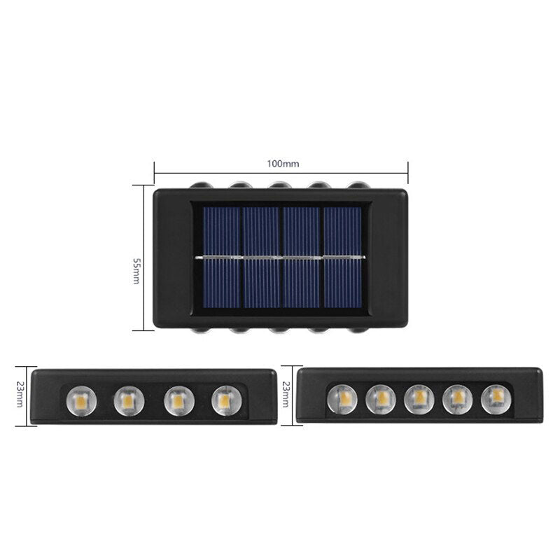 Outdoor LED Light Solar Powered Waterproof Garden Wall Lamp UP And Down Light