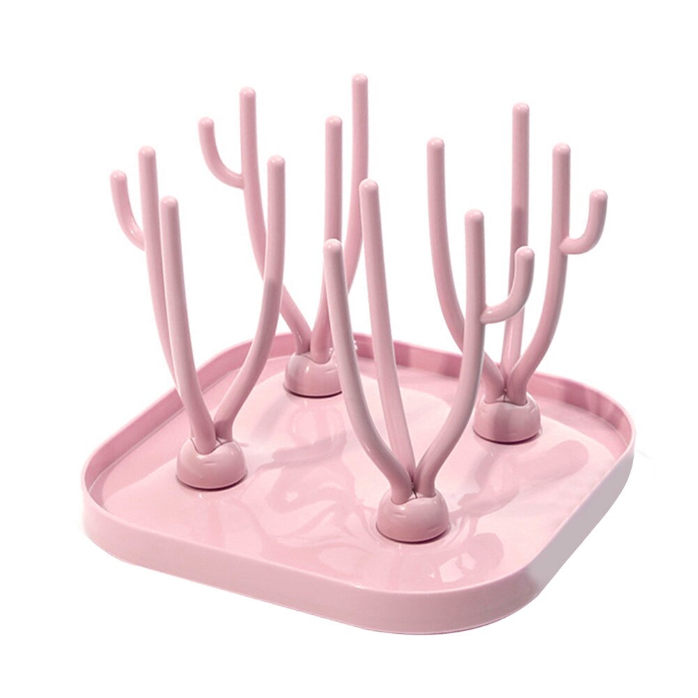 Baby Bottle Drying Rack Dryer Holder Stand for Nursing Bottles, Cups, Teats, Pump Parts Pink