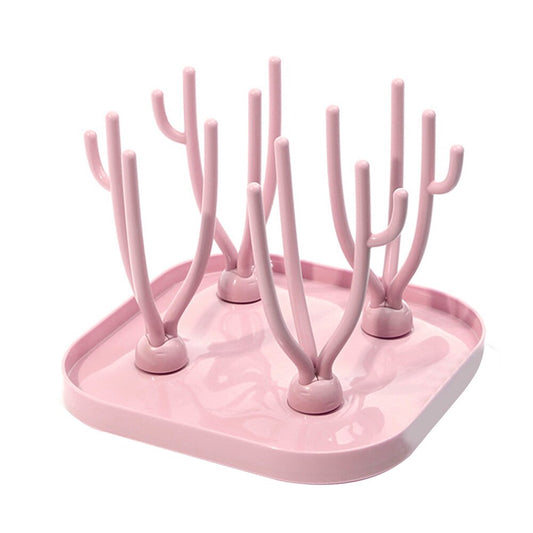 Baby Bottle Drying Rack Dryer Holder Stand for Nursing Bottles, Cups, Teats, Pump Parts Pink
