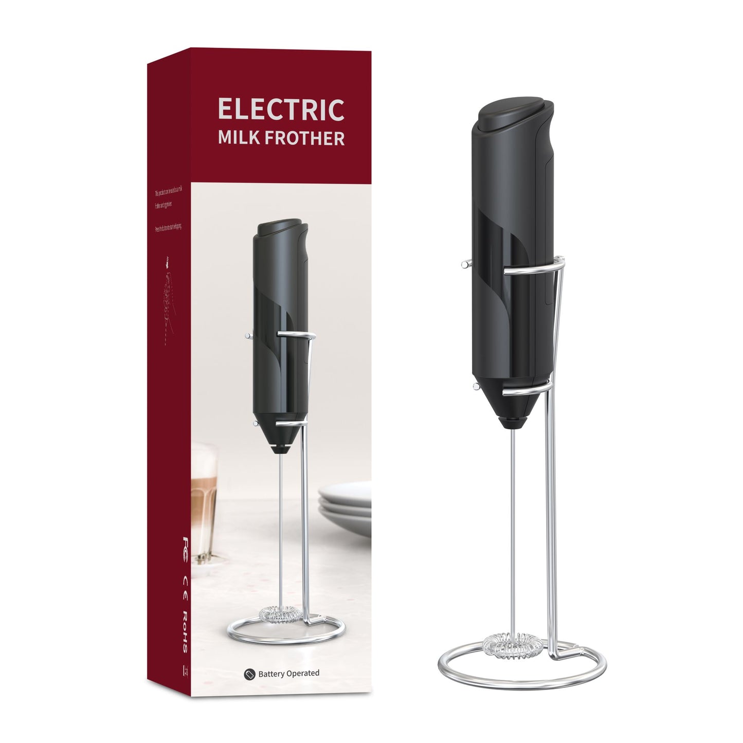 Handheld Electric Milk Frother Drink Coffee Mixer Foam Maker with Stand