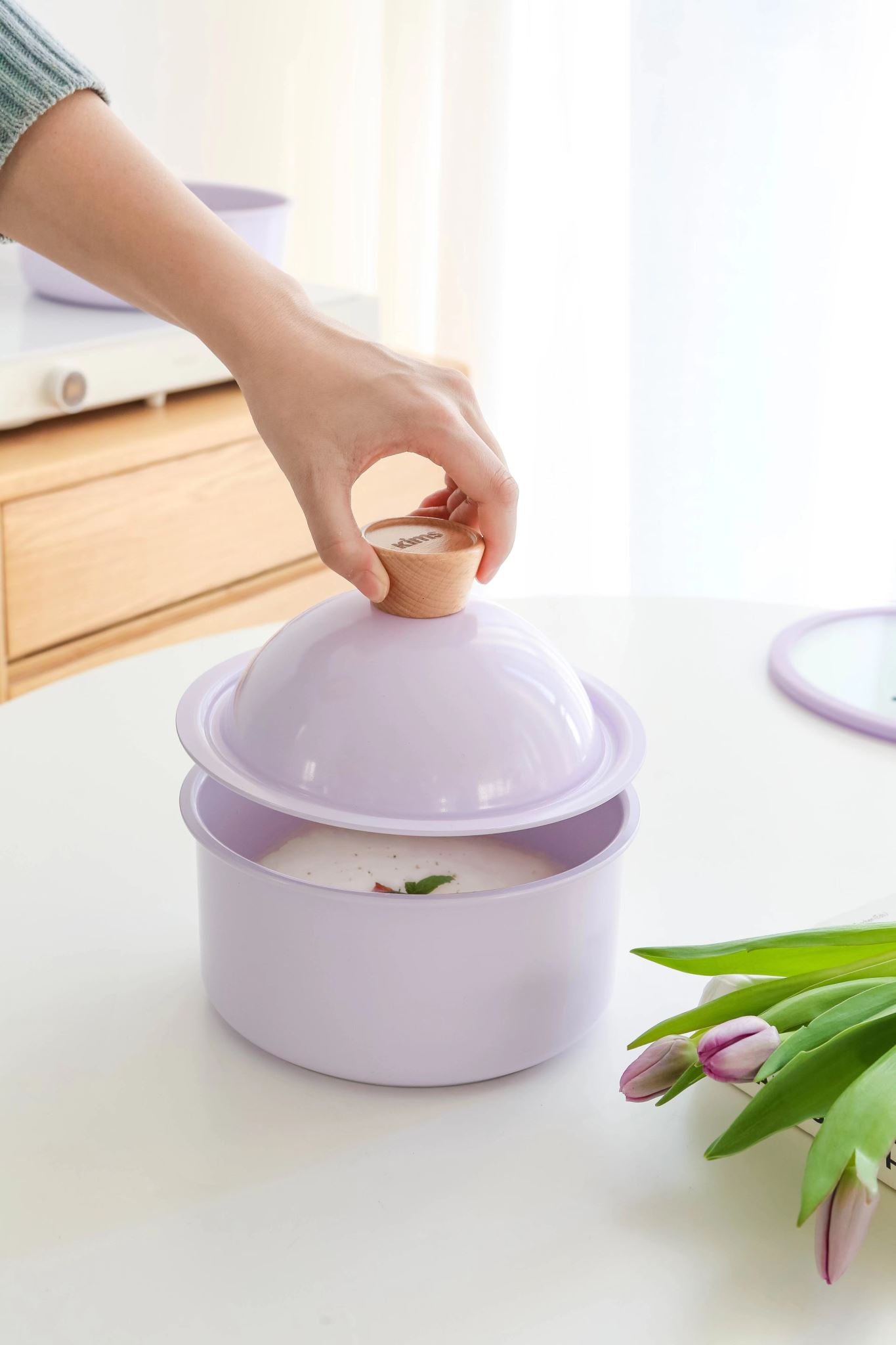 KIMS COOK All Cooker type 18cm Milk Pot + 24cm Fry Pan Set (6pcs) - Purple