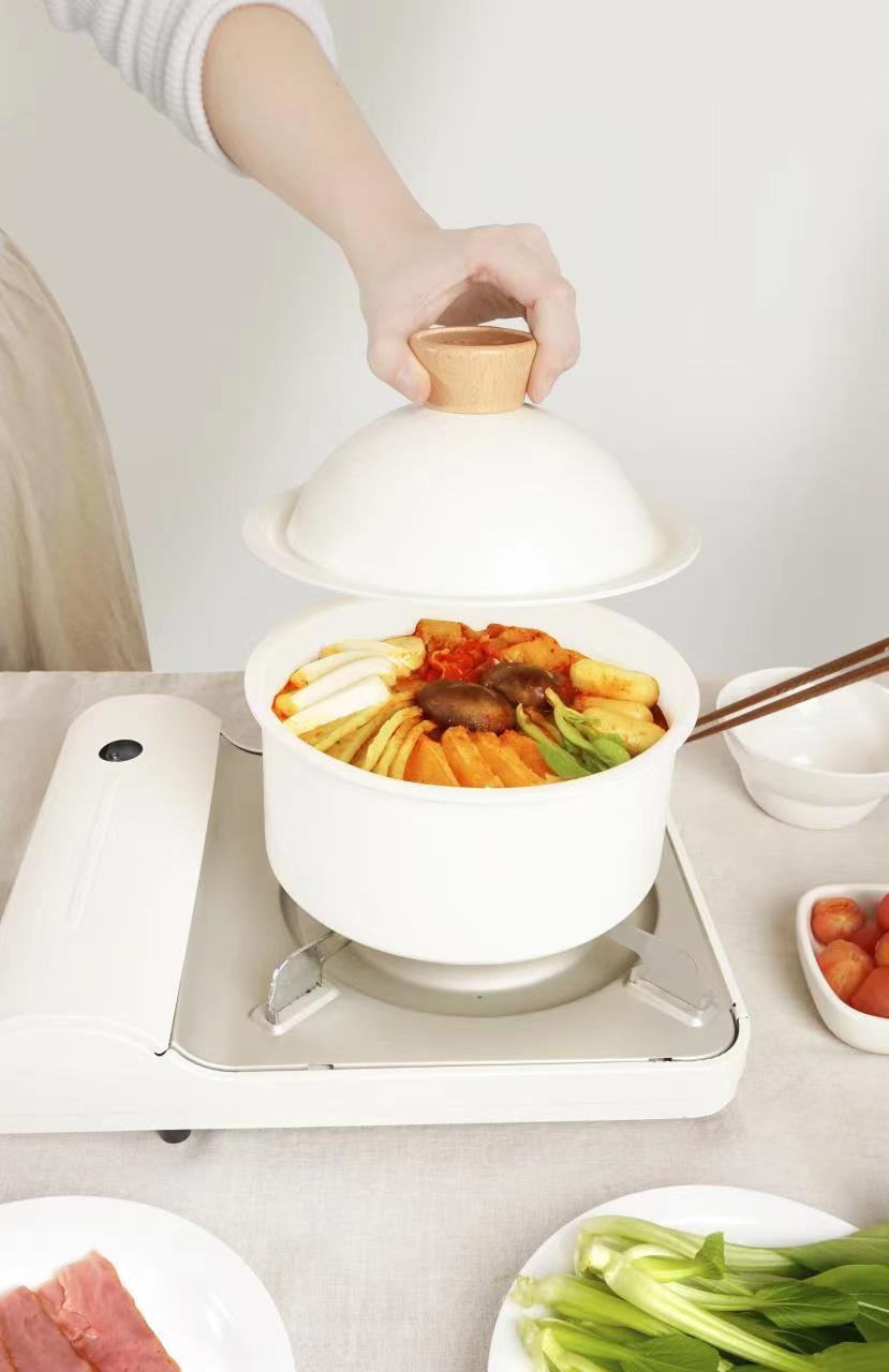 KIMS COOK All Cooker type 18cm Milk Pot + 24cm Fry Pan Set (6pcs) - White