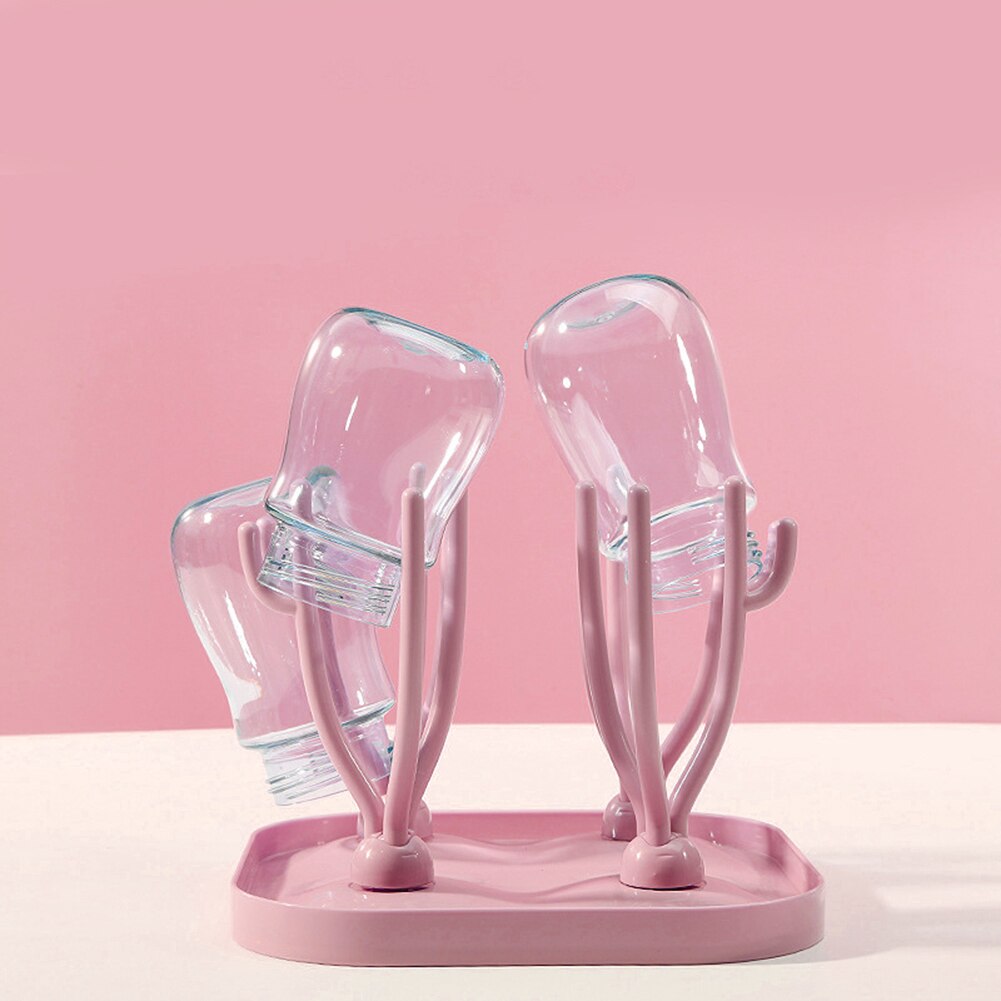 Baby Bottle Drying Rack Dryer Holder Stand for Nursing Bottles, Cups, Teats, Pump Parts Pink