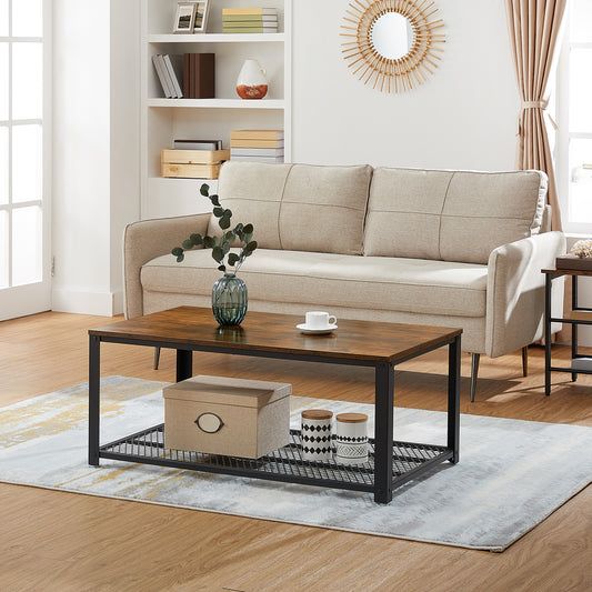 VASAGLE Industrial Coffee Table with Storage Shelf