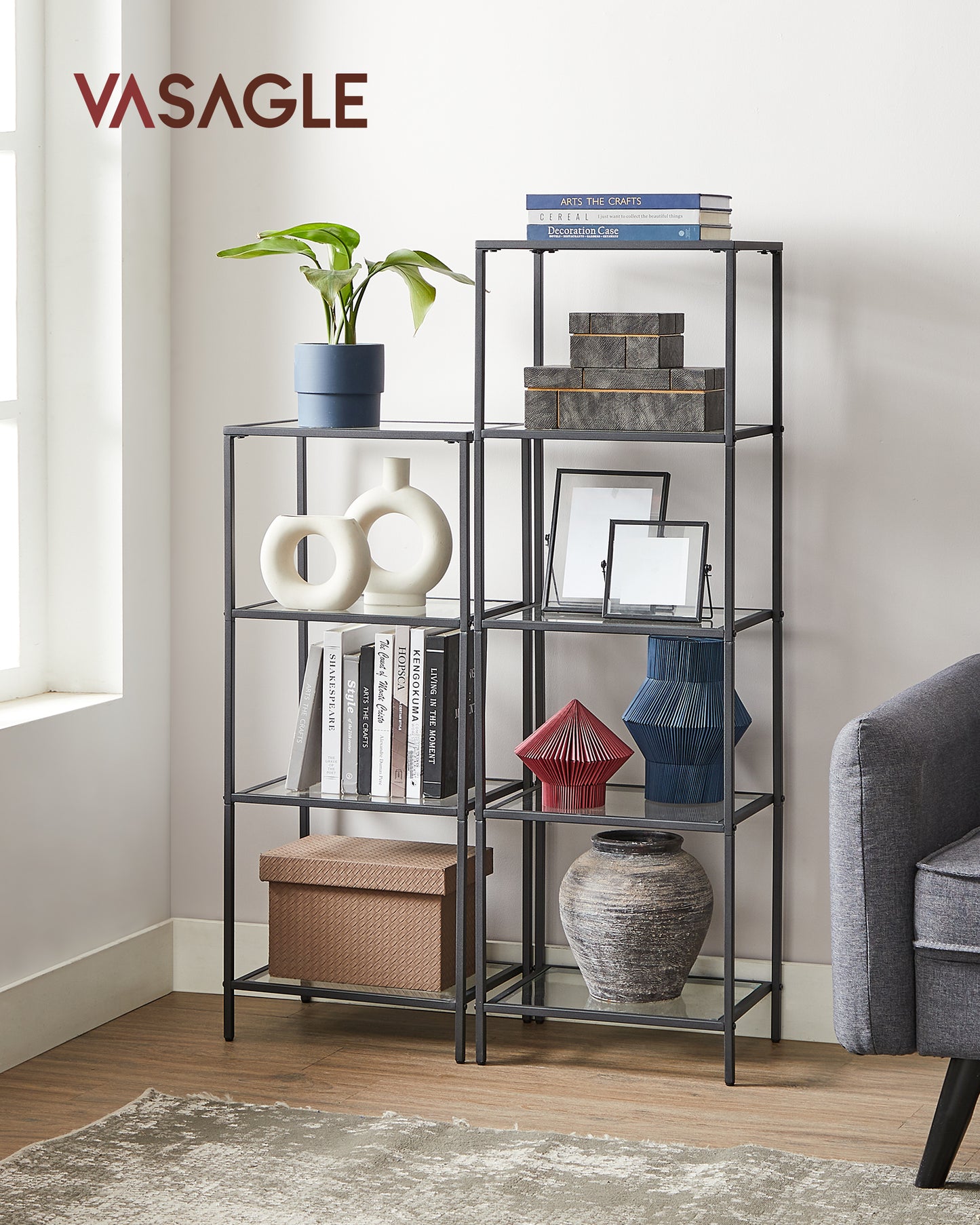 VASAGLE Bookcase, 5-Tier Bookshelf