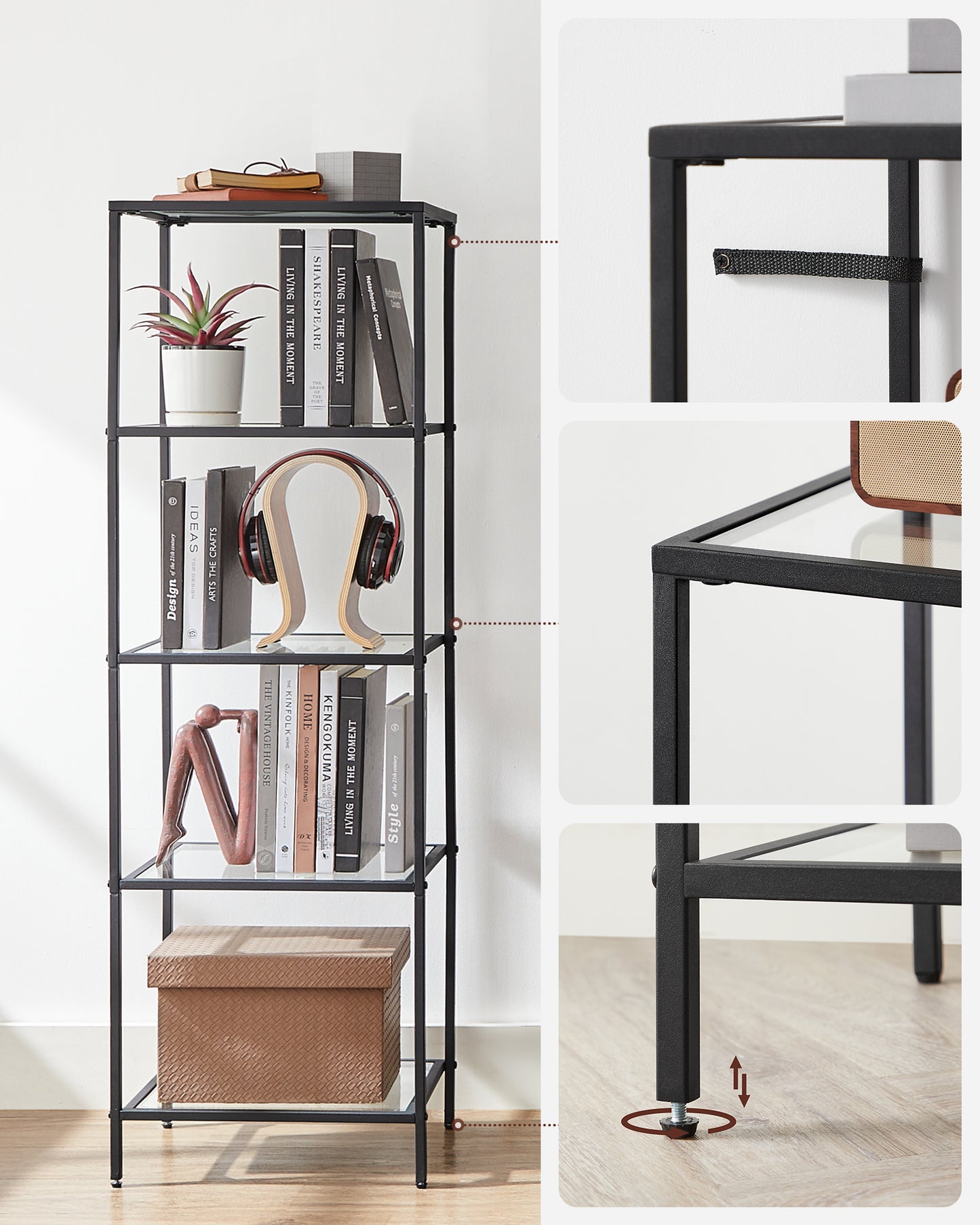 VASAGLE Bookcase, 5-Tier Bookshelf