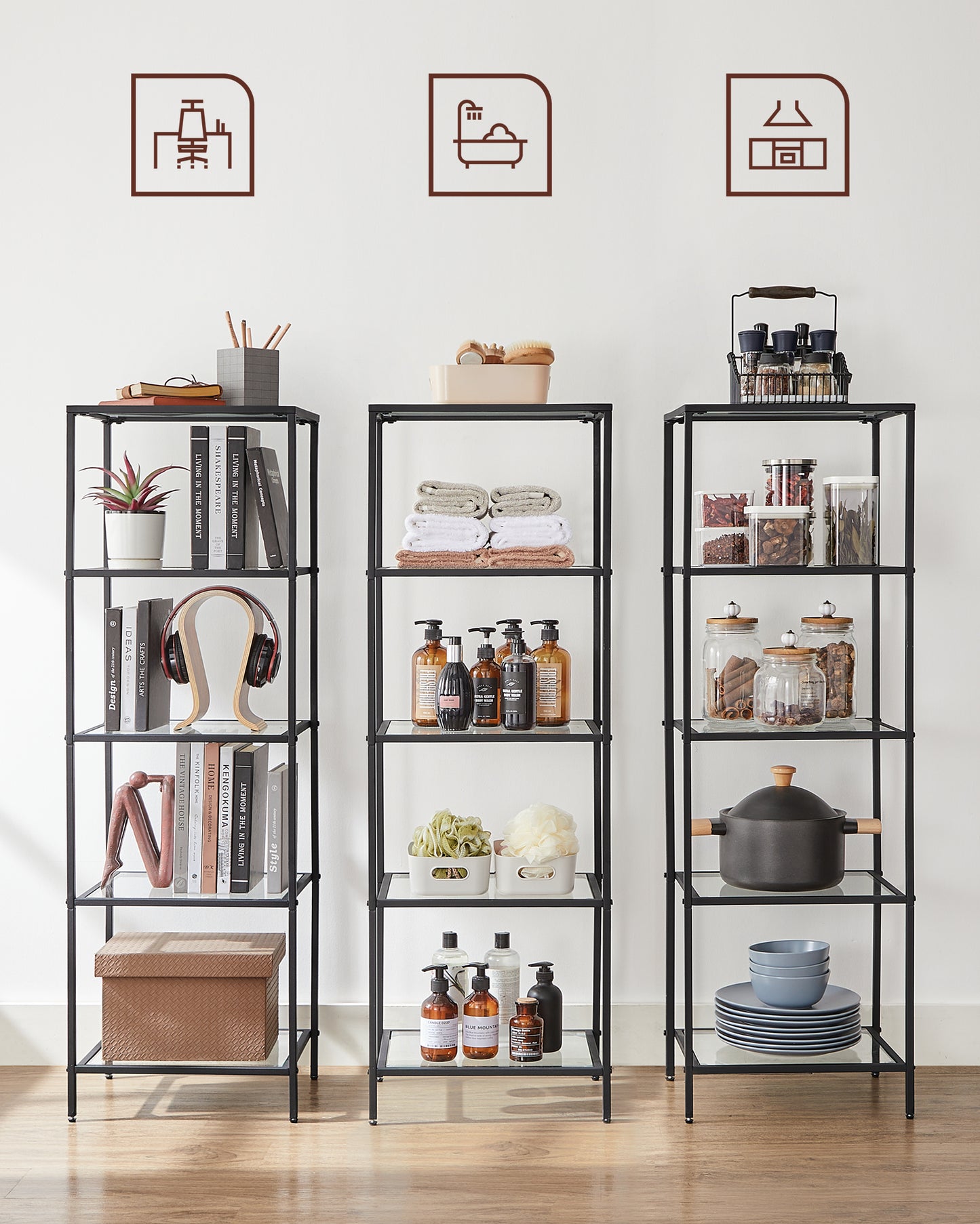 VASAGLE Bookcase, 5-Tier Bookshelf