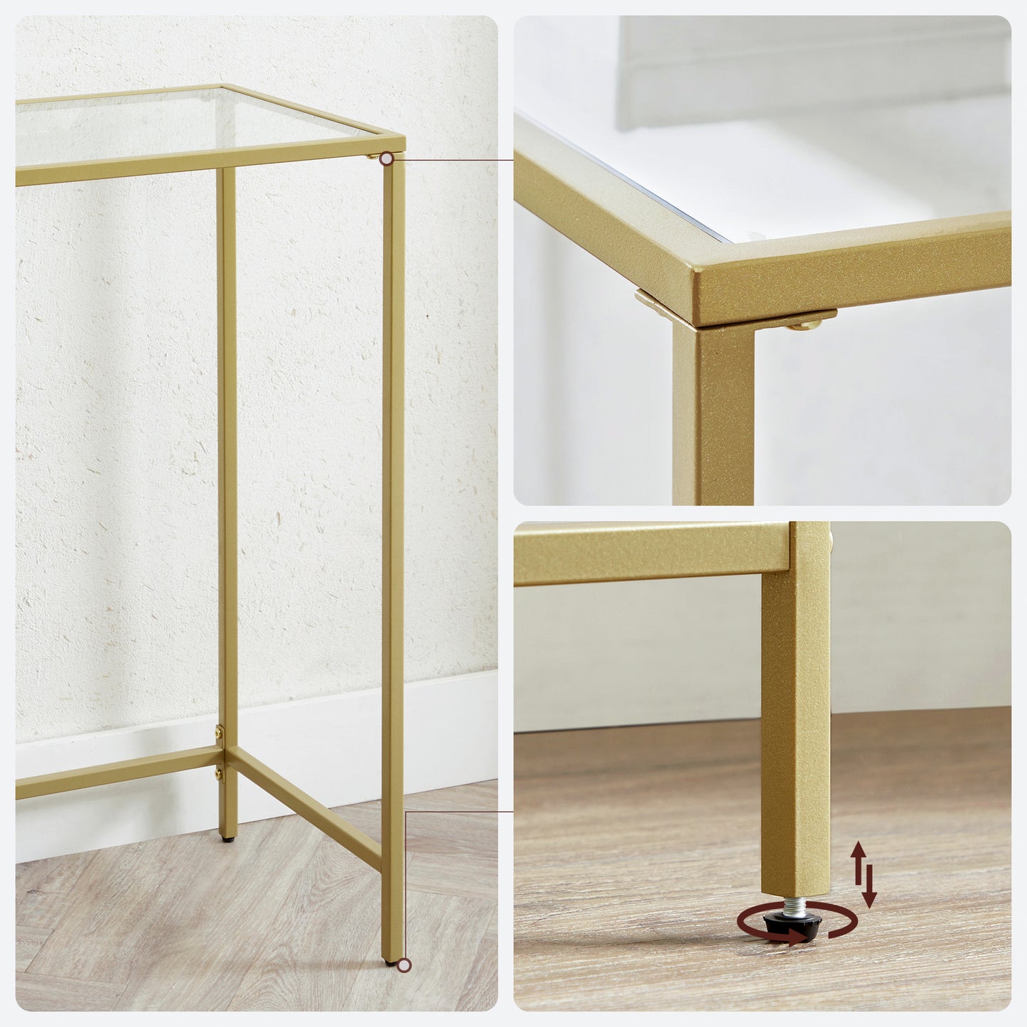 VASAGLE Glass Console Table Hall Table - 120cm