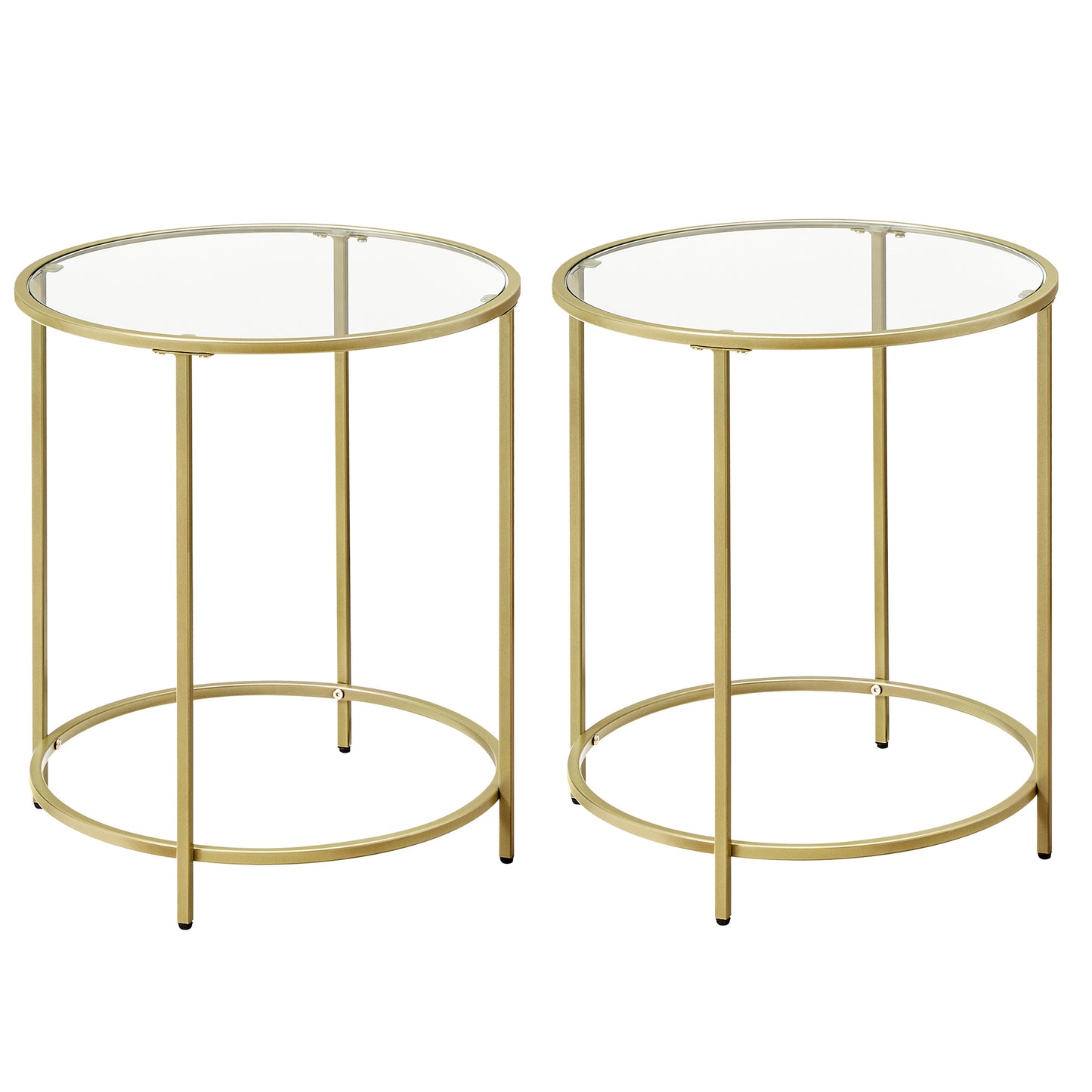 VASAGLE Round Glass Side Table Set of 2