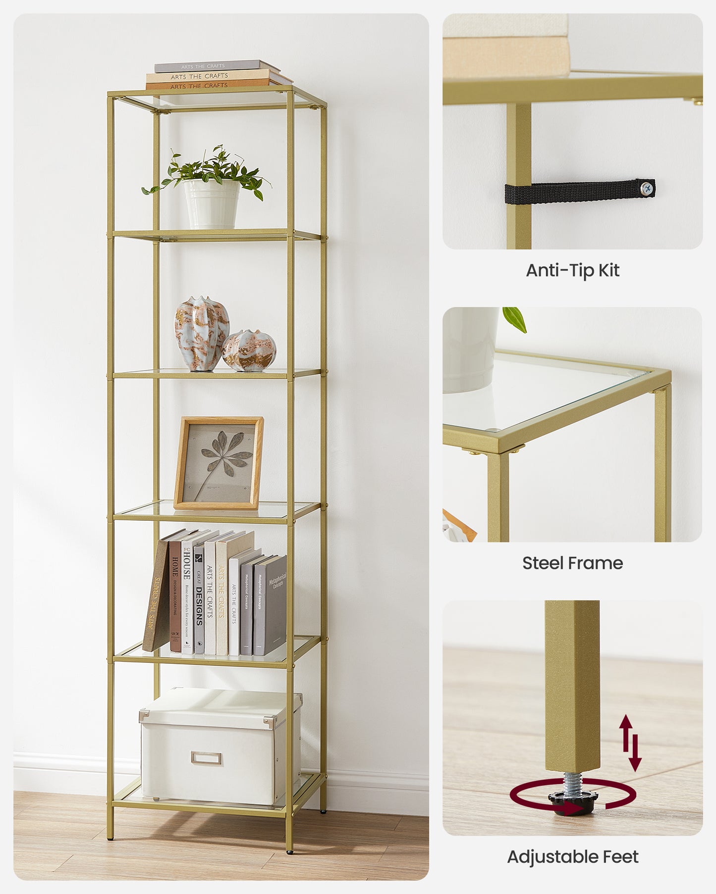 VASAGLE Bookcase, 6-Tier Bookshelf