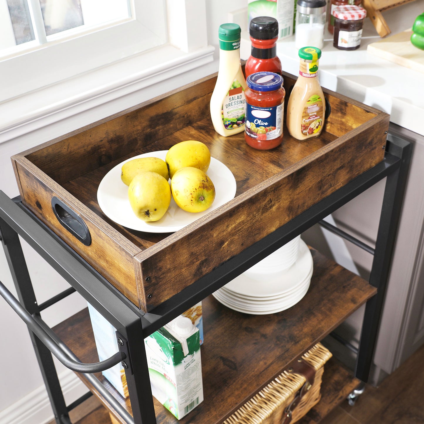 VASAGLE Industrial Bar Cart for The Home, Serving Cart
