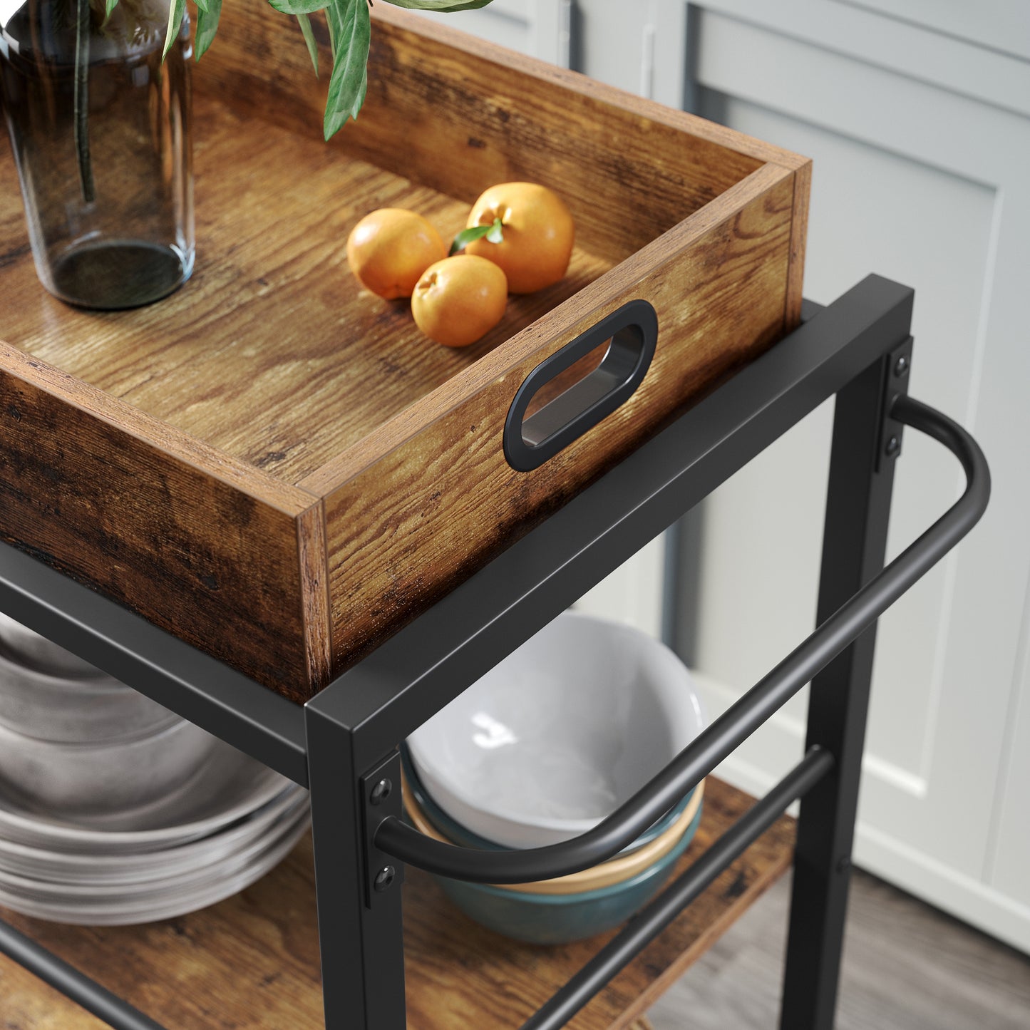 VASAGLE Industrial Bar Cart for The Home, Serving Cart