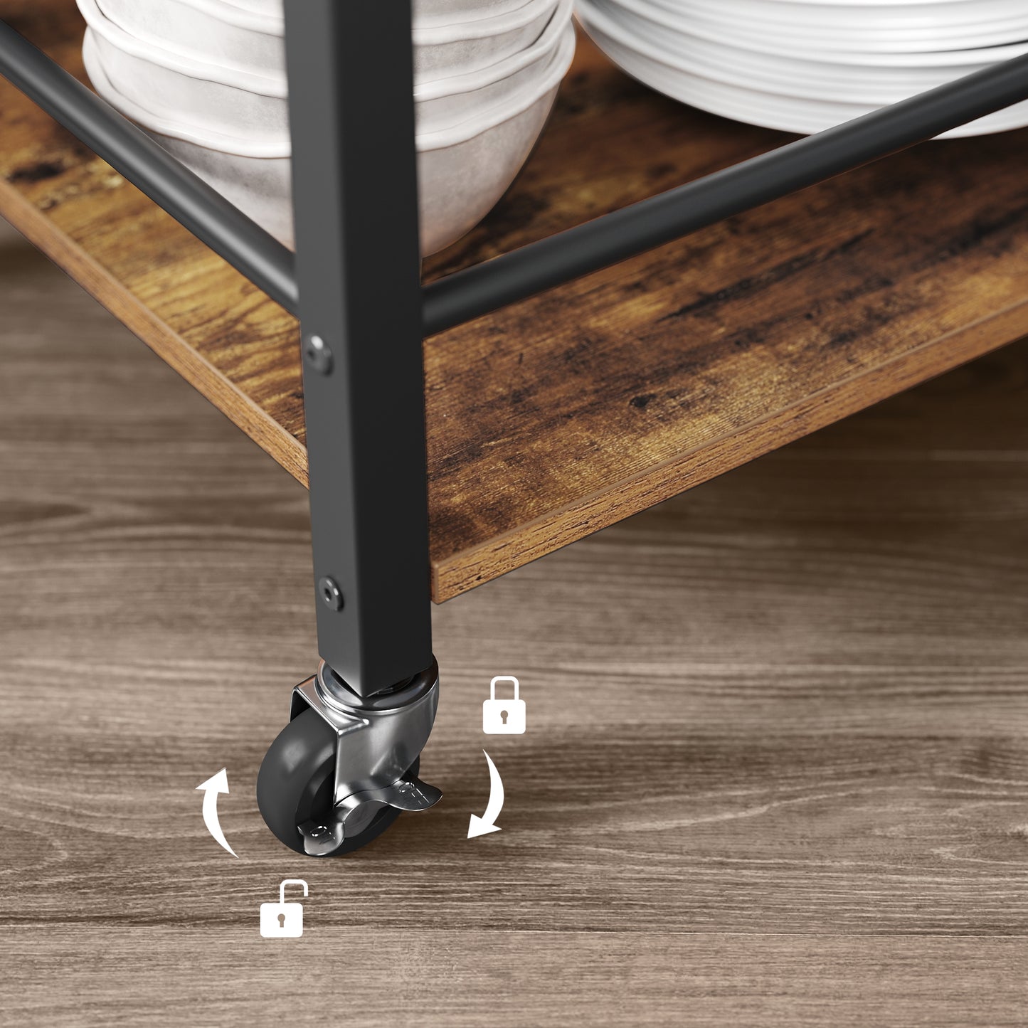 VASAGLE Industrial Bar Cart for The Home, Serving Cart