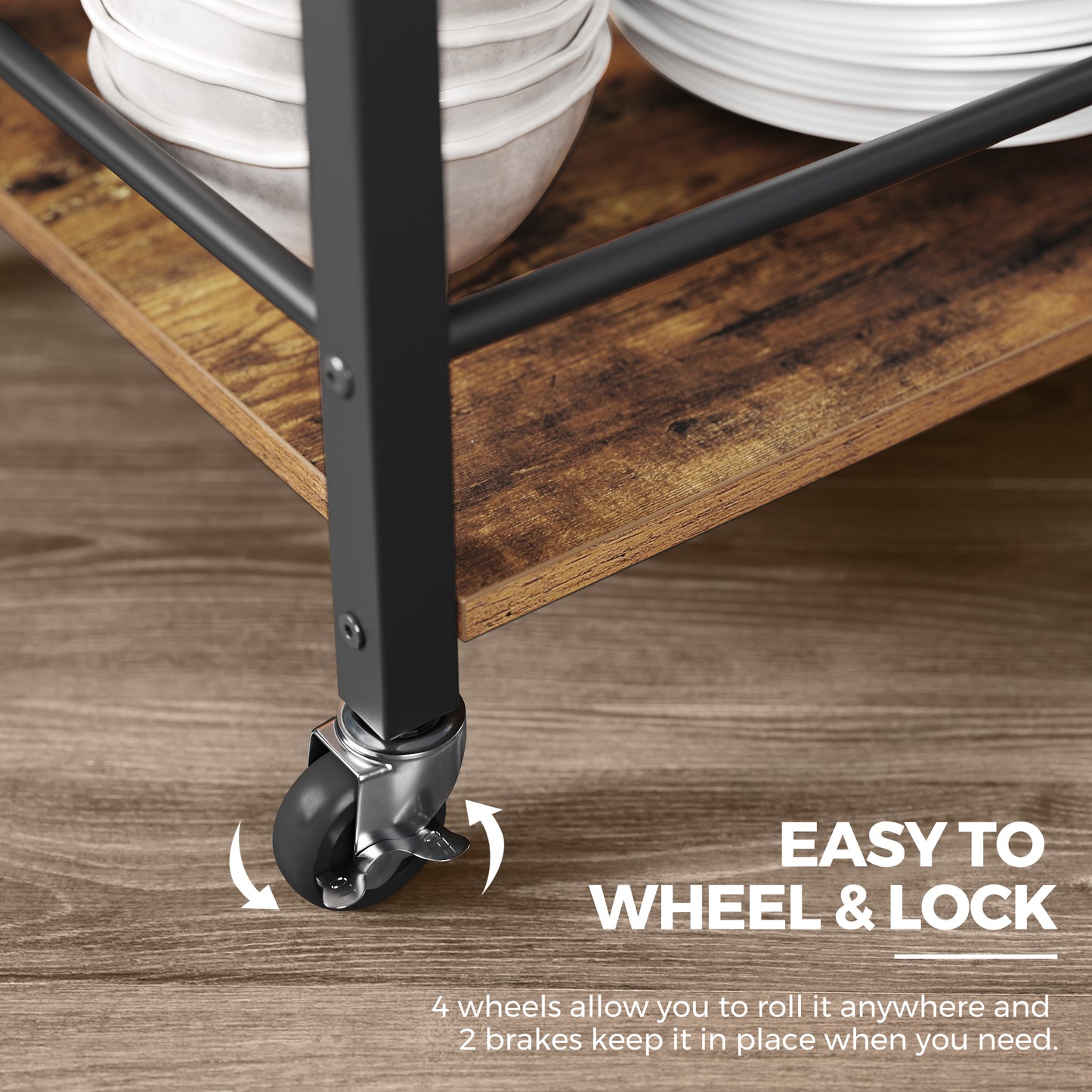 VASAGLE Industrial Bar Cart for The Home, Serving Cart