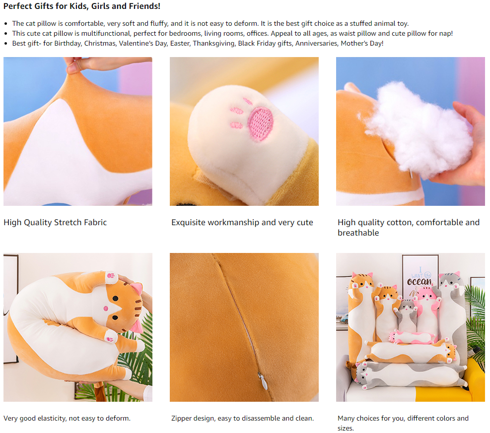 Cute Plush Cat Doll Soft Toy 110cm Brown