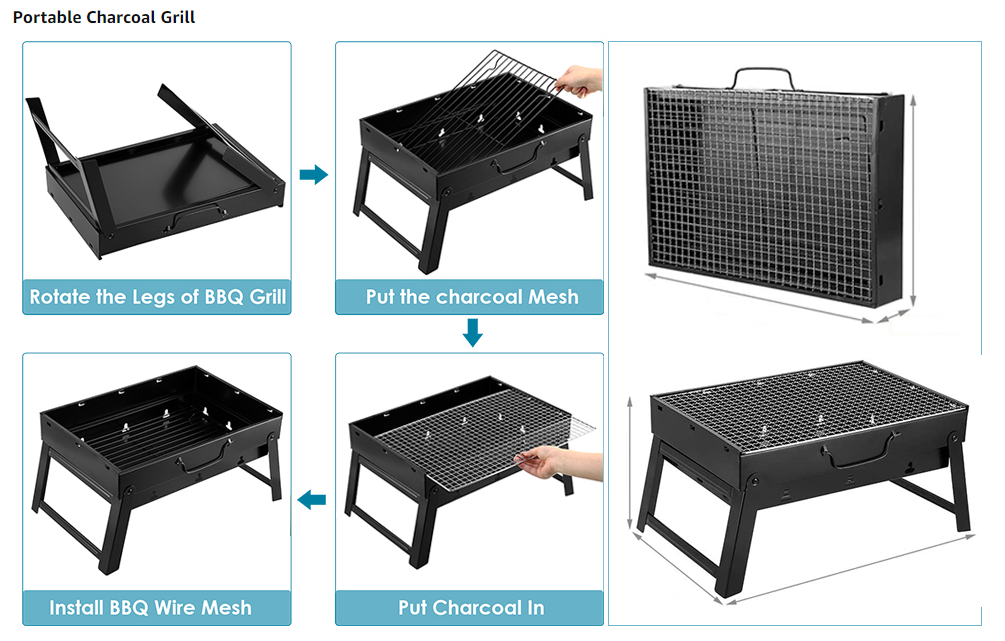 Portable BBQ Charcoal Grill - 43CM*22CM*29CM
