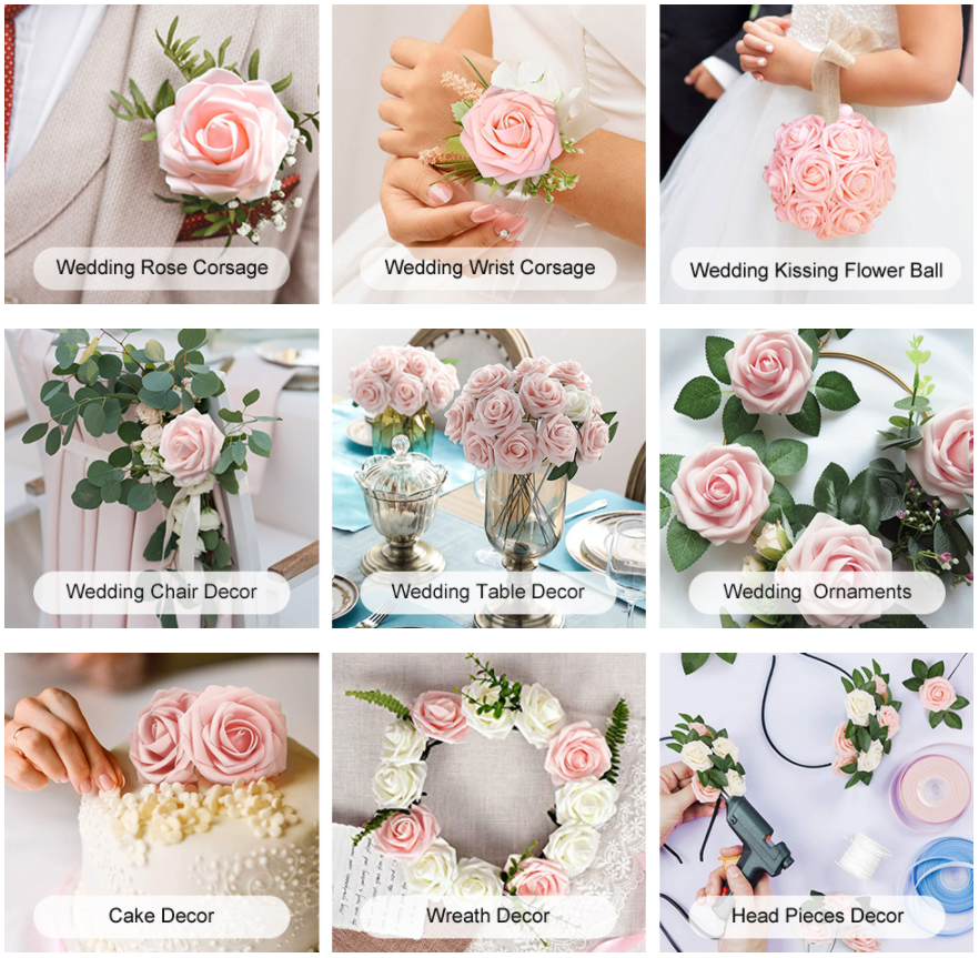 25pcs Artificial Flower Rose Decorated Rose Flower - White