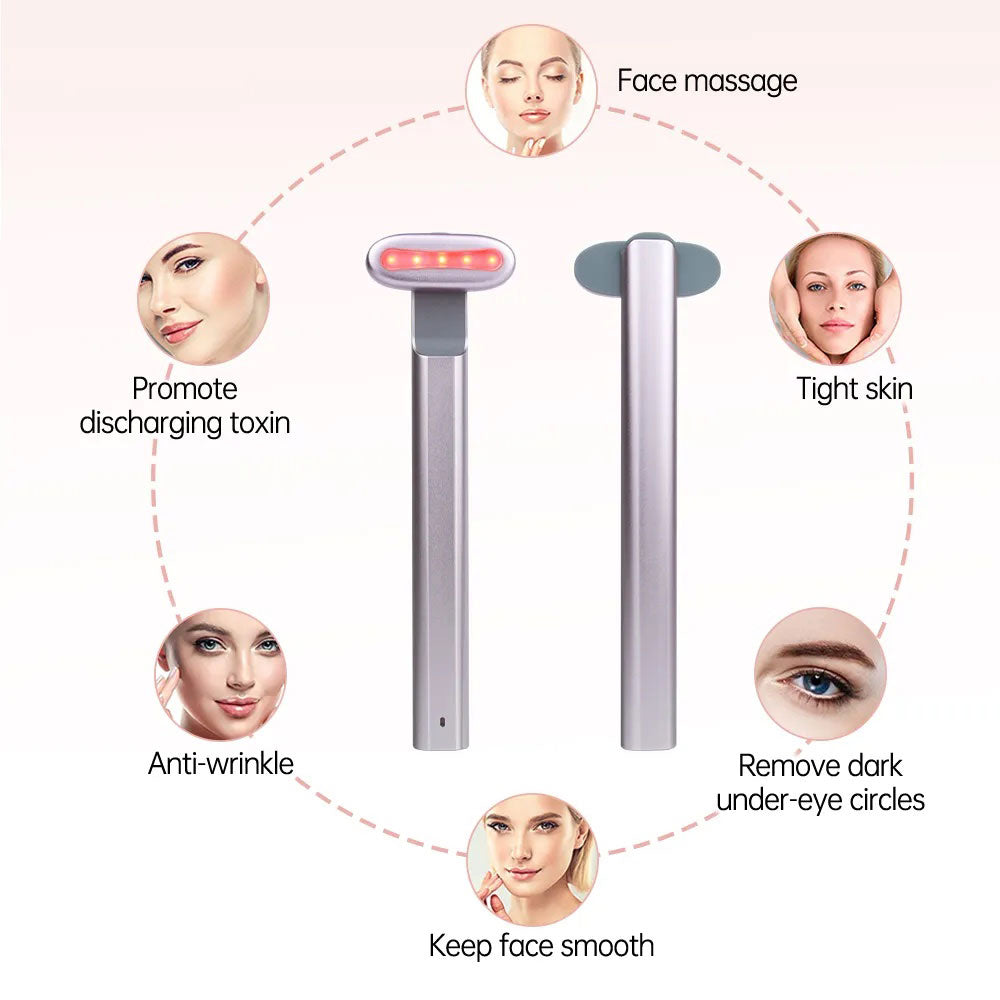 4-in-1 Facial Wand – Red Light Therapy, Microcurrent & Massage