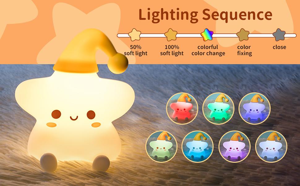 Night Light Tapping Rechargeable Night Light Sleeping Silicone Lights Star