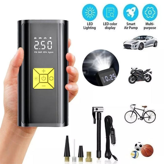 Portable Air Compressor – 150PSI Digital Tire Inflator with LED Light & Pressure Gauge