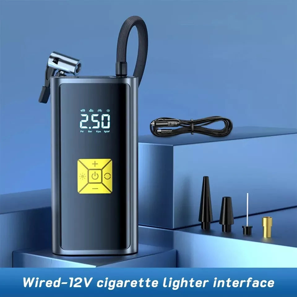 Portable Air Compressor – 150PSI Digital Tire Inflator with LED Light & Pressure Gauge