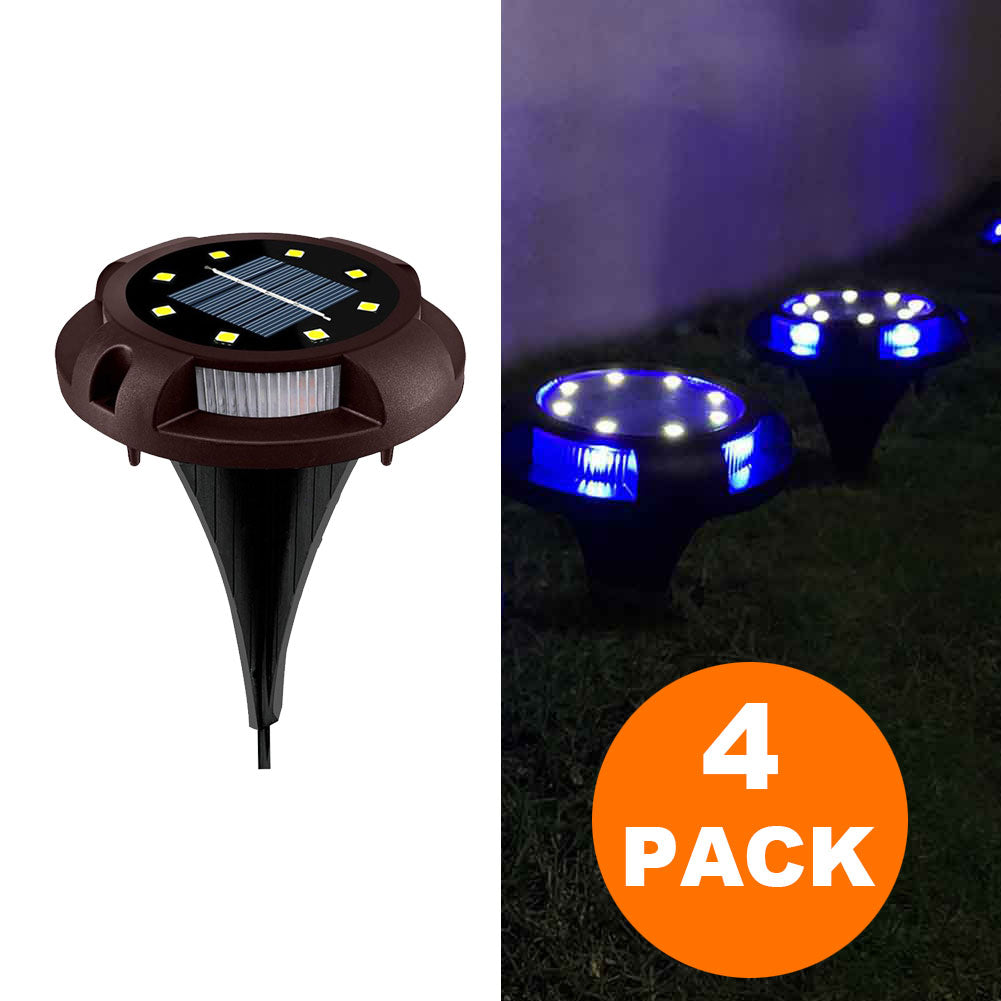 Solar Ground Lights 8+4 LED Solar Lawn Lights 4 Pack