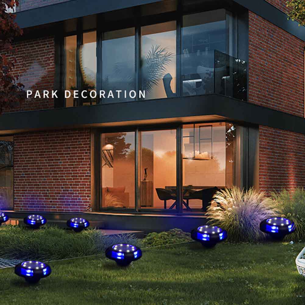 Solar Ground Lights 8+4 LED Solar Lawn Lights 4 Pack