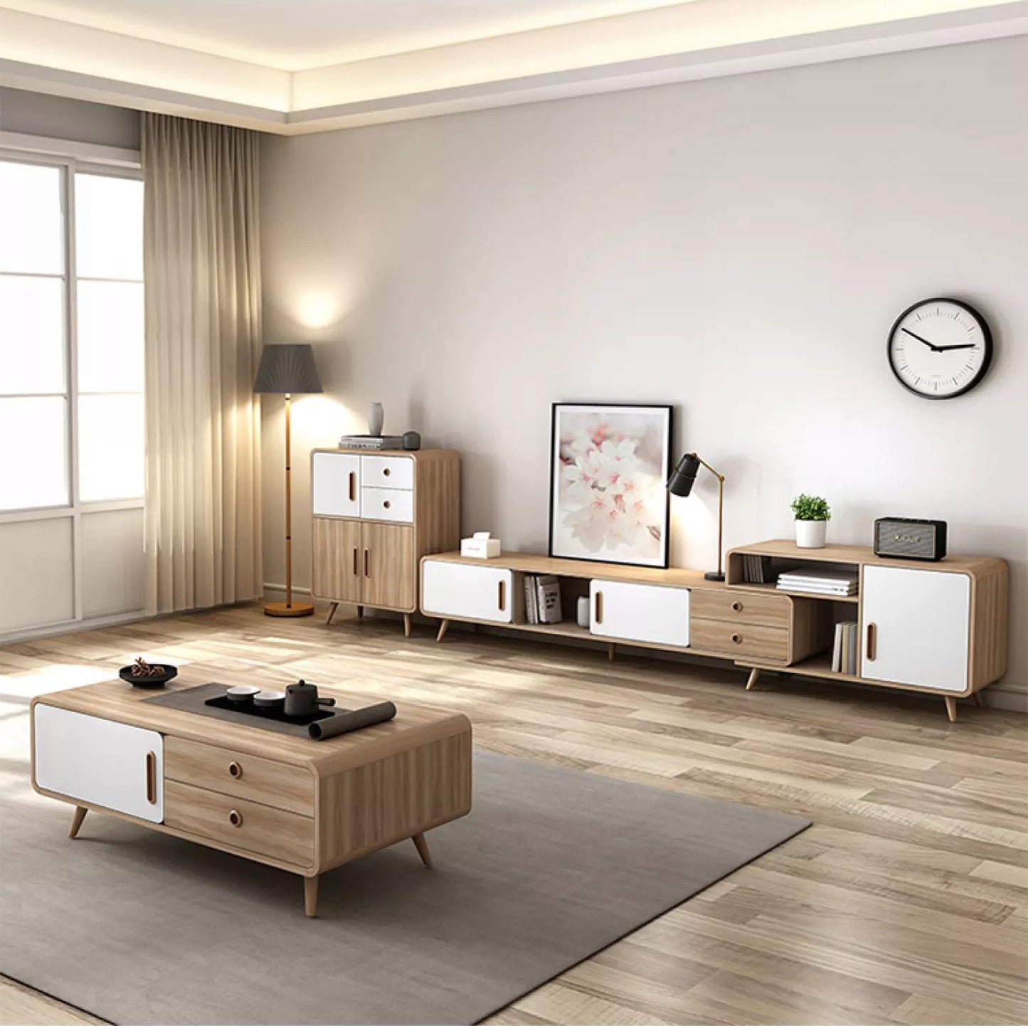 Modern Minimalist Coffee Table with Drawers 120cm