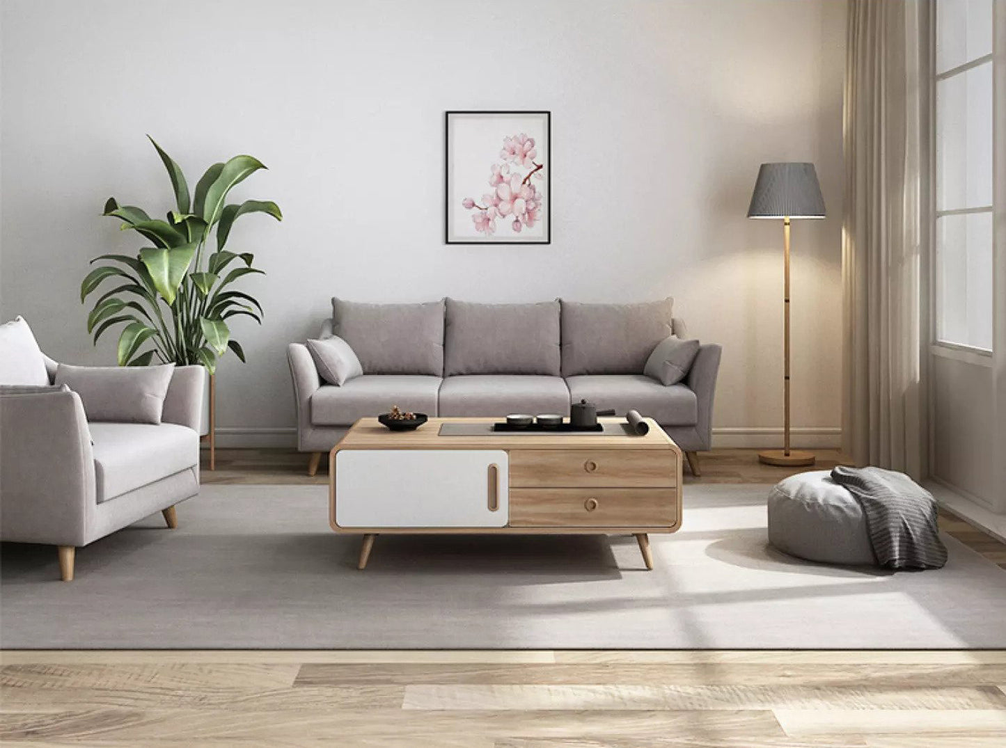 Modern Minimalist Coffee Table with Drawers 100cm