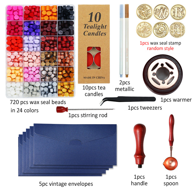 Wax Seal Stamp with Sealing Wax Beads Tool Kit 670-720 Pcs
